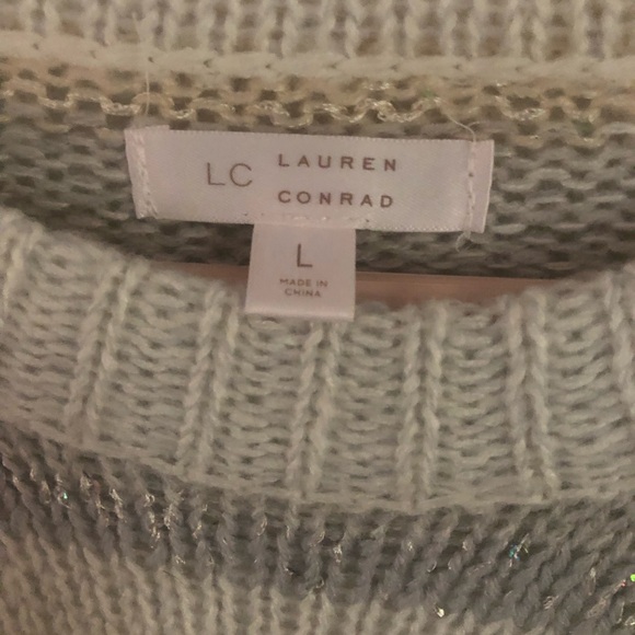 LC Lauren Conrad Gray and Cream Striped Sweater - Picture 4 of 5